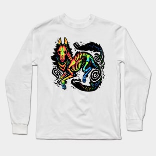 Rainbow Wolf Skeleton Long Sleeve T-Shirt